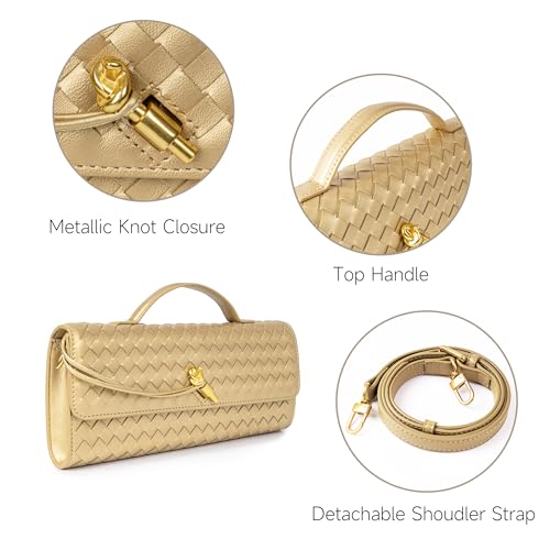Image of Joryin Woven Purse for Women Evening Clutch Woven Leather Handbags Crossbody Bag Purse Formal Evening Bag, Vegan Leather
