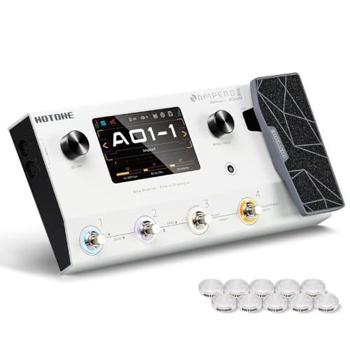 HOTONE Multi-Effects Pedal Dual Effect Chains with Expression Pedal FX Loop MIDI I/O Stereo OTG USB Audio Interface Touch Screen Ampero II(Include 10 PCS Additional Footswitch Toppers)