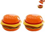 Jwthee 12-teiliges stapelbares Hamburger-Teller-Set, Sojasaucenschalen aus ABS-Kunststoff, Mini-Gewürzschalen, Snack- und Dipschalen mit 6 Fächern für Sushi, Sojasauce, Ketchup