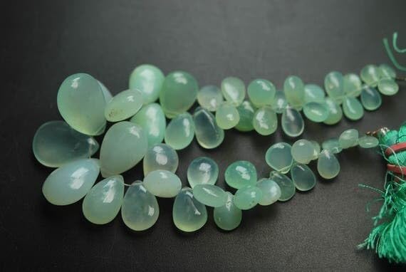 Chrysoprase naturelle lisse briolette en forme de poire 7-18mm pour fil bijoux