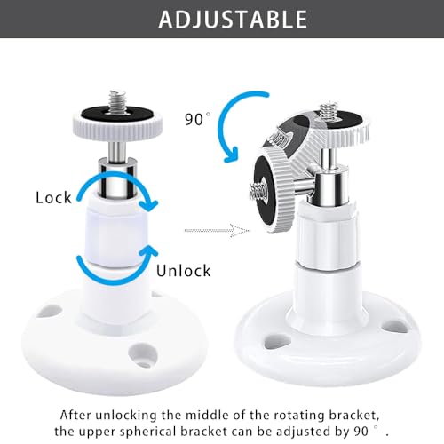 Wall Mount Compatible with Arlo,eufyCam,Google Nest Battery 2nd Gen,Ring Stick Up Cam Battery, Adjustable Ceiling Wall Mount Holder Security Camera Indoor Outdoor Mounting Bracket with 1/4\" Screw Head - Thumbnail 2
