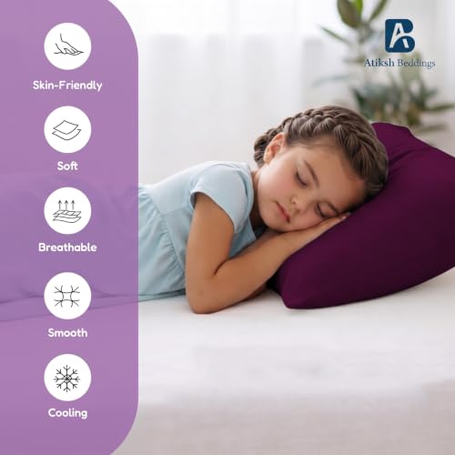 Image of Atiksh Beddings 13x18 Inch Zipper Closure Toddler Travel Pillow Cases Pack of 2 - 100% Soft Egyptian Cotton, 600 Thread Count, Small Travel Pillowcase Covers for Kids & Baby Pillow Wine