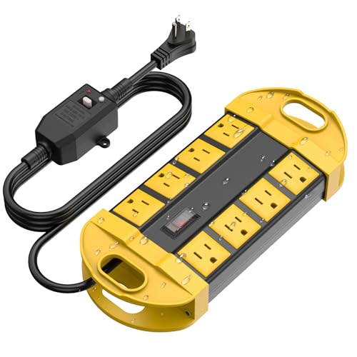CCCEI GFCI Outdoor Power Strip Weatherproof with 8 AC, Waterproof Extension Cord with Multiple...