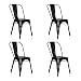 Produktbild hjh OFFICE 645064 4er Set Bistro Stuhl VANTAGGIO Comfort Metallstuhl im Industry-Design, stapelbar, Schwarz