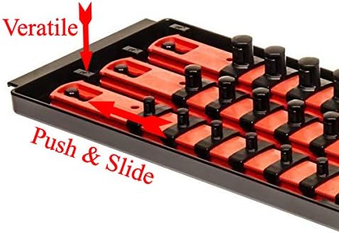 MLTOOLS Socket Organizer - 45 Pieces Universal Twist-Lock Clips to Fit 1/4", 3/8", 1/2" Socket Driver - Includes 1 Tray, 3 Rails with 15 Clips Each, Labels - Tool Box Accessories Made in USA - Blue