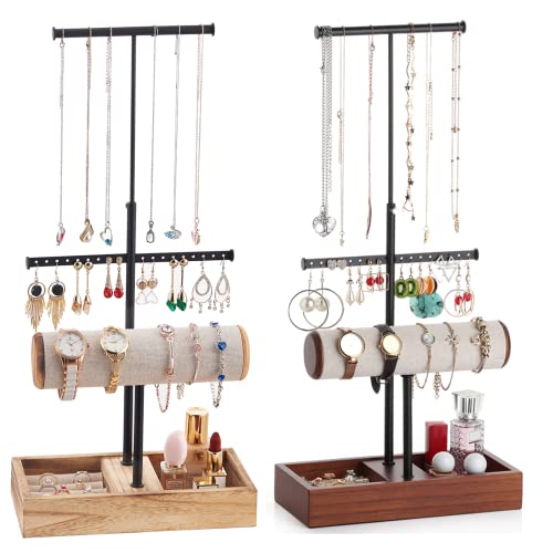 Jewelry Organizer Stand Carbonized Black And Jewelry Holder Walnut Bundle #TOP15