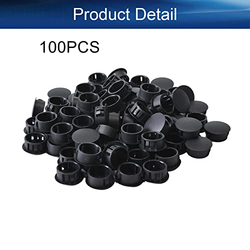 Image of Heyiarbeit 100pcs Hole Plugs 3 /4 inch / 19mm Nylon Plastic Round Snap in Type Locking Hole Tube Furniture Fencing Post Pipe Insert End Caps Black Tone