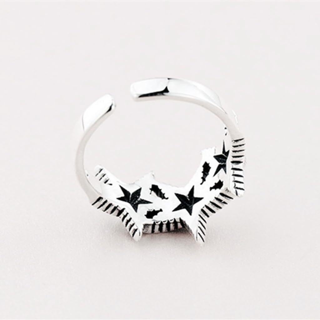 Verstellbarer Punk-Stern-Ring für Männer und Frauen, Hochzeit, Statement, Schmuck, Valentinstag, Liebhaber, Fingerring, Siehe Abbildung