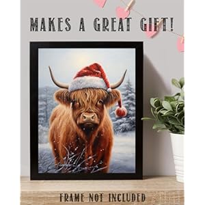 Christmas Pictures Wall Decor Highland Cow Decorations Poster - 11x14 Unframed Art Print - Makes a Great Christmas Farm House Decor and Gift Christmas Pictures Wall Decor Highland Cow Decorations Poster 11×14 Unframed Art Print Makes a Great Christmas Farm House Decor and Gift