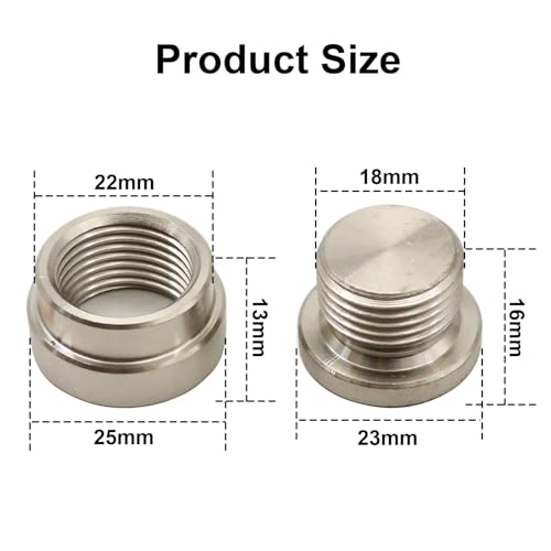 Image of SecosAutoparts Thread 18mm x 1.50, Steel Plug with Inner Hex Head Universal with Bung & Washer Kit, Stainless Steel, Transmission Sump Drain Plug (Weld in) Pack of 1
