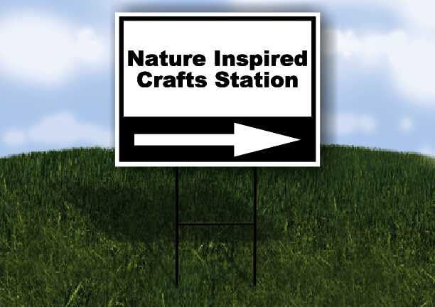 Nature Inspired Crafts Station Black White Right Arrow Single Sided 18x24 in Yard Road Sign w/Stand