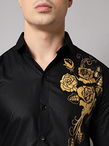 Image of Zombom Men's Regular Fit Cotton Blend Printed Spread Collar Full Sleeve Casual Shirt