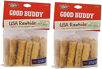 Castor & Pollux Good Buddy Dog Treats Rawhide Mini Rolls with Natural Chicken Flavor 10-Count (Pack of 2)