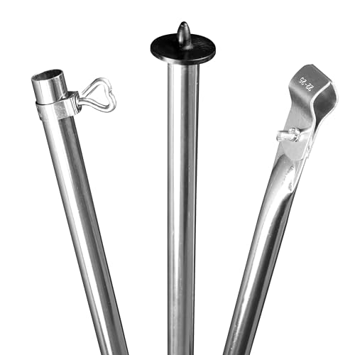 2 STÜCK - Zeltstange Stahl - mit Fuß und Klemme - teleskopierbar 210-290cm - Ø22/19mm - 3 Teile leicht stabil Ersatz Gestänge Zelt Vorzelt Camping Zubehör Teleskopstange Aufstellstange Sturmstange