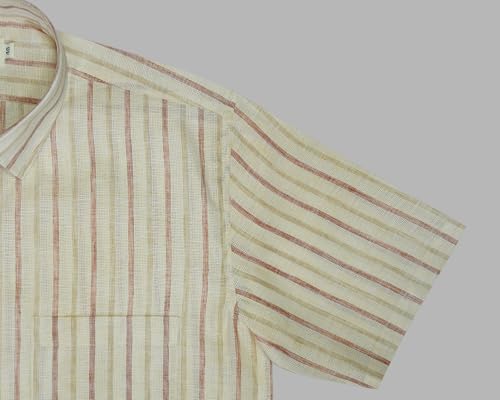 Image of GHPC 100% Cotton Striped Half Sleeves Regular Fit Formal Shirt for Men
