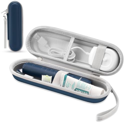 Image of Toothbrush Travel Case for Oral B /Oral-B Pro 1000 1500 5000 7000 & Philips Sonicare 4100 1100 5300 5100 6100 /iO Electric Toothbrush, Hard Protective Storage Bag, Deep Blue, M, Hard Travel