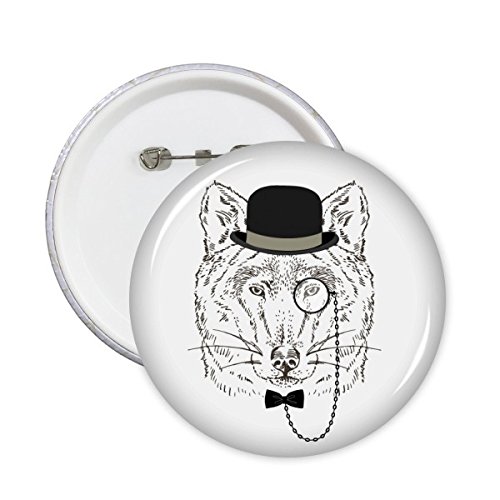 Chapeau de loup badge à épingle style britannique lot de 5 boutons ronds S