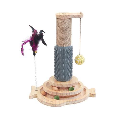 Marchul 5 in 1 Katzenspielzeug, Katze Sisal Seil Massierender Kratzbaum mit hängenden Ball, Interaktives Fährtenspielzeug für Katzen mit federnden...