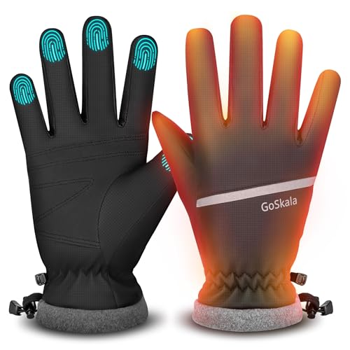 GoSkala Skihandschuhe Herren Dicke Handschuhe Damen Winter Fahrradhandschuhe wasserdichte Winterhandschuhe Touchscreen Thermohandschuhe Outdoor Fäustlinge rutschfeste Laufhandschuhe, Schwarz XL GoSkala Skihandschuhe Herren Dicke Handschuhe Damen Winter Fahrradhandschuhe wasserdichte Winterhandschuhe Touchscreen Thermohandschuhe Outdoor Fäustlinge rutschfeste Laufhandschuhe, Schwarz XL