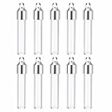 HARFINGTON 10 Pcs Name on Rice Glass Vial Pendant 6mm Width Glass Wish Bottle Charm Screw Cap Pendant Bottles for Necklace Jewelry DIY Craft