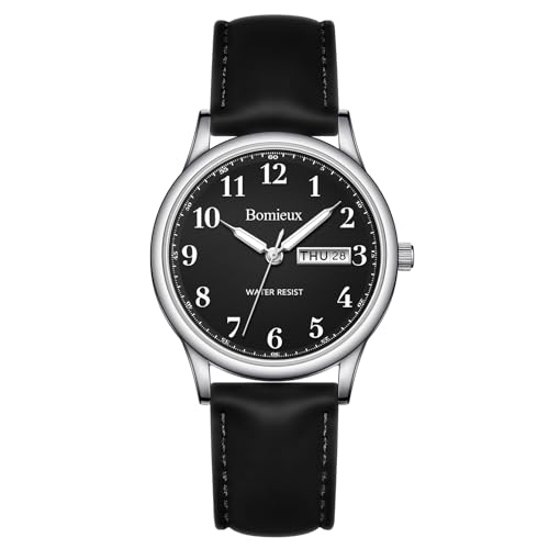 Timever Herren Armbanduhr Quarzuhr Analog mit Lederarmband,3 Zeiger,Datum,3 ATM Wasserdicht,Großen Ziffern,Geschenk für Männer