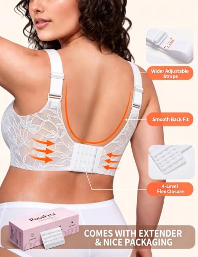 Image of PoseFree Jelly Bras for Women, Wireless No Underwire, Full Coverage Support | Plus Size Bra for Large Breasts, Support & Lift, Minimizer, Seamless Back Smoothing, Soft Comfortable Everyday T Shirt Bra