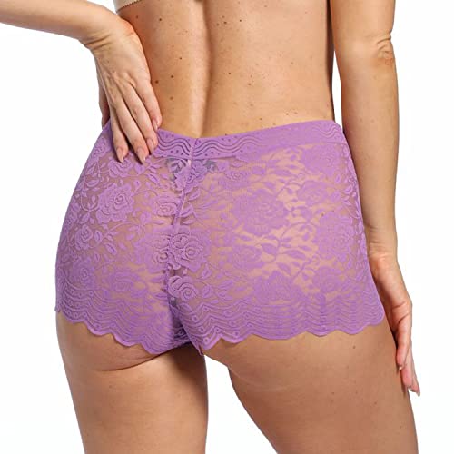 Jurhevty Pack Of 4 Women's Red Boyshorts Underwear Plus Size Lace Panties #TOP2