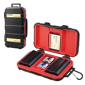 LYNCA Kamera-Akku- und SD-Kartenhülle, Speicherkarten-Hartschalenschutzhülle, professionell, wasserabweisend und stoßfest, Aufbewahrungsbox für 2 Kamera-Akkus, 4 SD-Karten, 2 CF-Karten, 8 TF-Karten