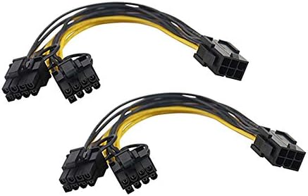 TanQY 6 Pin to dual PCIe 8 Pin (6+2) Graphics Card PCI Express Power Adapter GPU VGA Y-splitter Extension Cable Mining Video Card Power Cable 9 inches 2 pack (Black & Yellow)