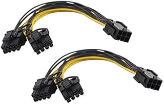 TanQY 6 Pin to dual PCIe 8 Pin (6+2) Graphics Card PCI Express Power Adapter GPU VGA Y-splitter Extension Cable Mining Video Card Power Cable 9 inches 2 pack (Black & Yellow)