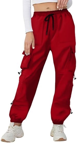 Parachute Pants Women Y2K Drawstring Elastic High Waist Cargo Pant Women Fashion Multiple Pockets Baggy Track Pants - Image 3