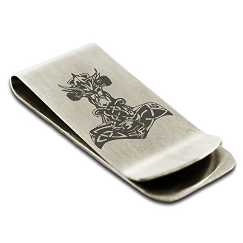 Stainless Steel Asgard Mjolnir Thor's Hammer Viking Norse Symbol Money Clip Credit Card Holder