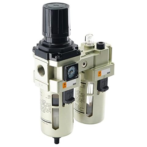 Wartungseinheiten, 2-teilig, Eco-Line, Druckregler, Öler, Druckminderer Druckluftregler mit Manometer (G 3/8" / automatische Entwässerung mit Schwimmer) Cover