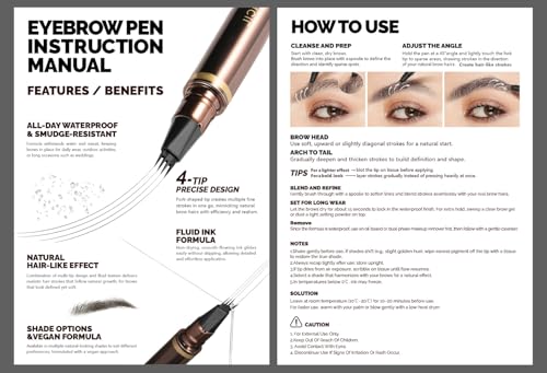 2 Pack Eyebrow Pen, Waterproof Microblading Eyebrow Pencil, 4 Tip Precise Eye Brow Makeup Pen for Women to Effortlessly Create Hair Like Natural Brows, Non Dry Out and Last All Day (Black Brown) - Thumbnail 5
