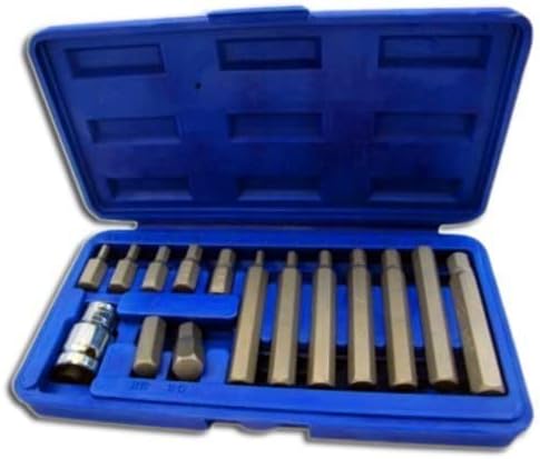 Toolzone HX036 1/2-Inch Dr Hex Bits with Socket in Case-Black (15-Piece) Set