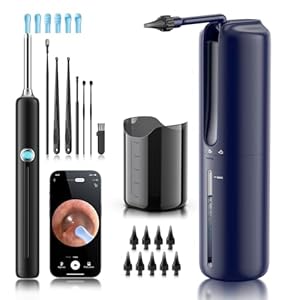 Ear Wax Removal – Electric Ear Irrigation Flushing System with 4 Pressure Modes, Ear Cleaner with Camera, 1080P Otoscope, Ear Cleaning Tool with 7 Pcs Ear Set, Safe and Effective Earwax Removal Kit