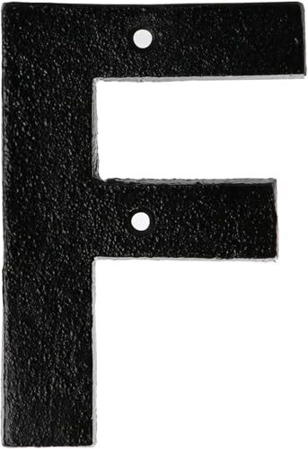 Metal Letter F - Black Cast Iron 5 Inch Large Metal Mailbox Letters - Easy to Read Name Door Sign - F