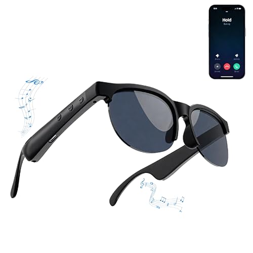 PohuStues Smart Sunglasses & Bluetooth Glasses - 2026 Latest Audio Glasses for Men and Women with Hands-Free Calls, Music Playback, and Voice Assistant, Ideal for Work, Sports, Daily Life (Black)