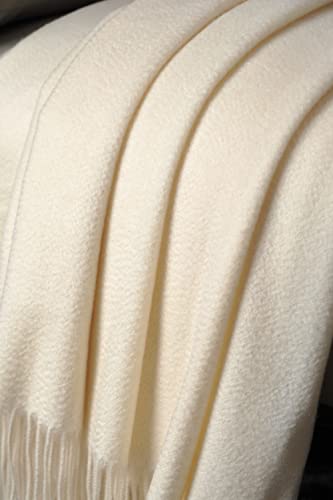 Ep Mode 100% Pure Cashmere Throw Blanket For Sofa, Classic Design With Gift Box (Whisper White) #TOP3