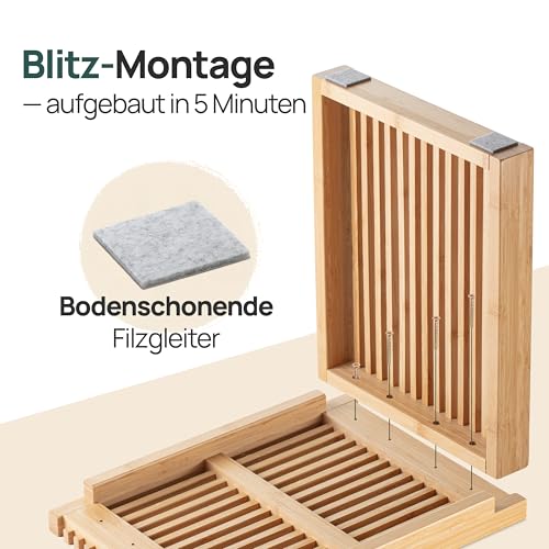 BAM BOO BOX Hocker mit Stauraum aus Bambus – Sitzhocker Holz für Bad, Flur oder Schlafzimmer – Holzhocker 45x33x43 cm – Stabiler Badezimmerhocker bis 250 kg belastbar