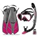 Seavenger Adult Diving Snorkel Set- Dry Top Snorkel Pink S/M