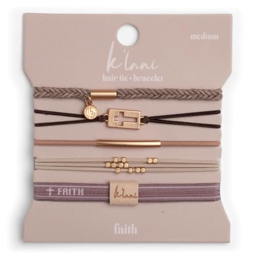K'lani Faith Hair Tie Bracelets - Elastic Ponytail Holder - Large