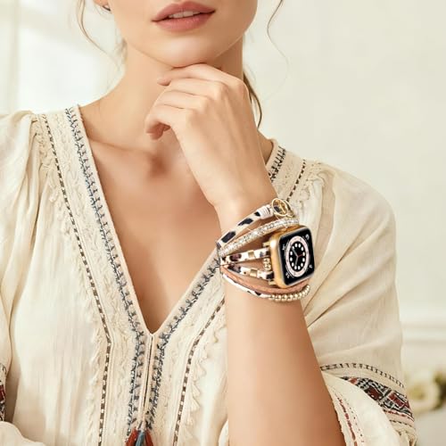 MOFREE Boho Leather Bracelet Apple Watch Band for Women 42mm 44mm 45mm 46mm by MOFREE - Used condition - Image 5