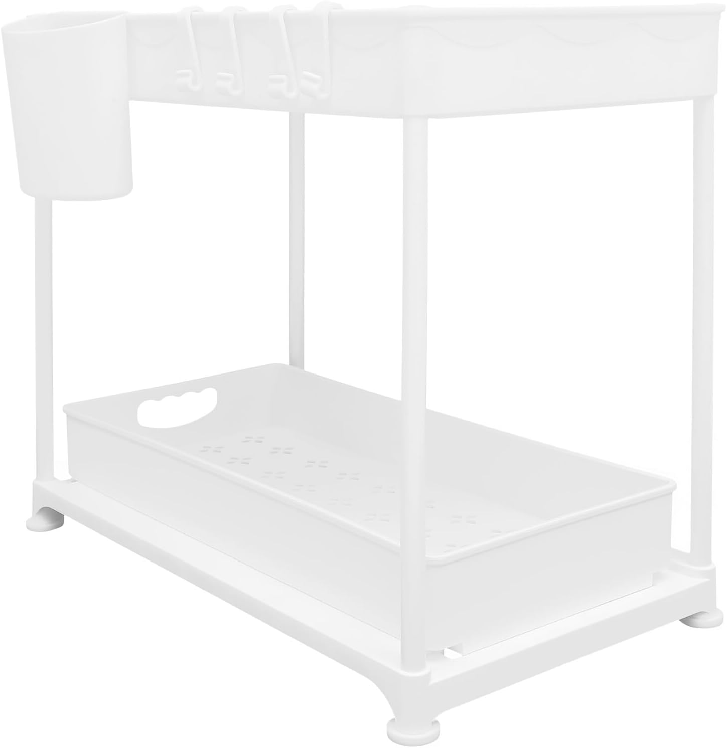 Under Kitchen Sink Organizer Rack Pull-out Storage Basket Space-saving Material Cabinet Organizer for Bathroom Kitchen Easy Install with Large Load Capacity