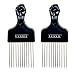 Luxxii (2 Pack) 6.75" Black Fist Metal Afro Pik Lift Hair Comb Detangle Wig Braid Hair Man Styling Comb