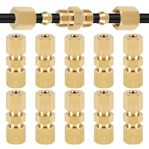 10 Conectores Universales para Líneas de Freno de 4,75 mm (3/16'), Cobre Niquelado, Conector para Tubos de Freno, Reparación y Mantenimiento de Sistemas de Freno