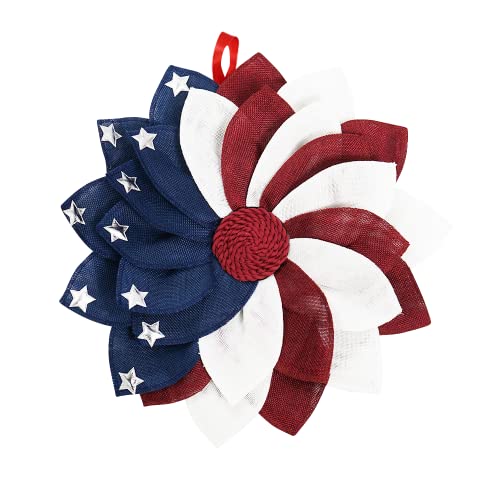 Reneecho 18'' Wreath For July 4Th, Memorial Day Door Wreaths, Front Door American Flag Wreath, Independence Day Round Wall Hanger Decoration, Patriotic Garland Outdoor #TOP29