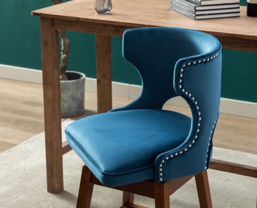 Ealson Swivel Counter Height Bar Stools Set Of 2 Velvet Upholstered Barstools With Backs Farmhouse Dining Bar Stool Chairs With Wood Legs Modern Counter Stools For Kitchen Island/Bistro, Navy Blue #TOP5