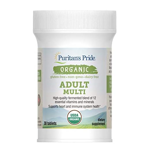 Puritan's Pride Organic Adult Multivitamins with Zinc, 30 Tablets
