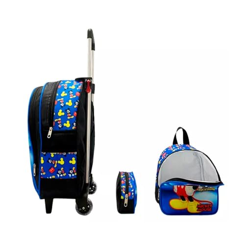 Kit Mochila Infantil Escolar Mickey Mouse Walt Disney De Rodinha